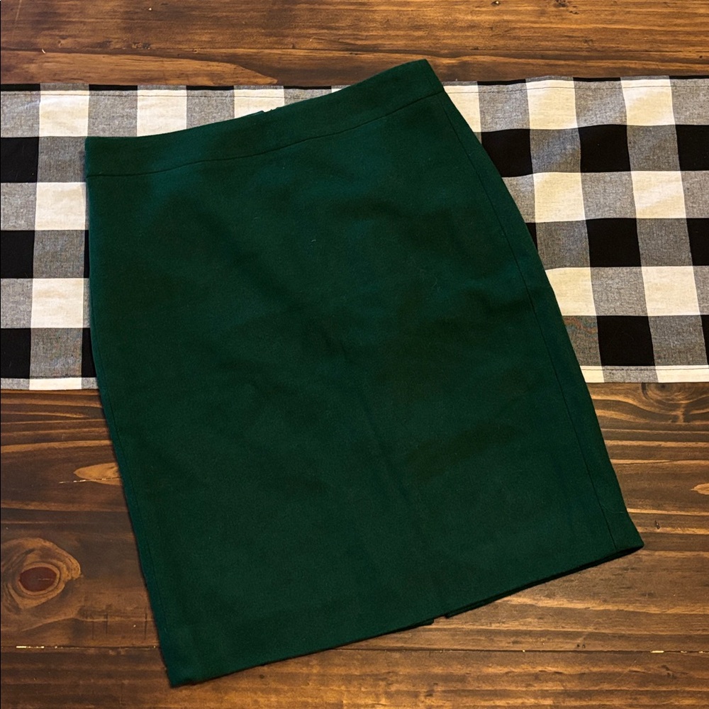 J Crew The Pencil Skirt Wool Blend green 0